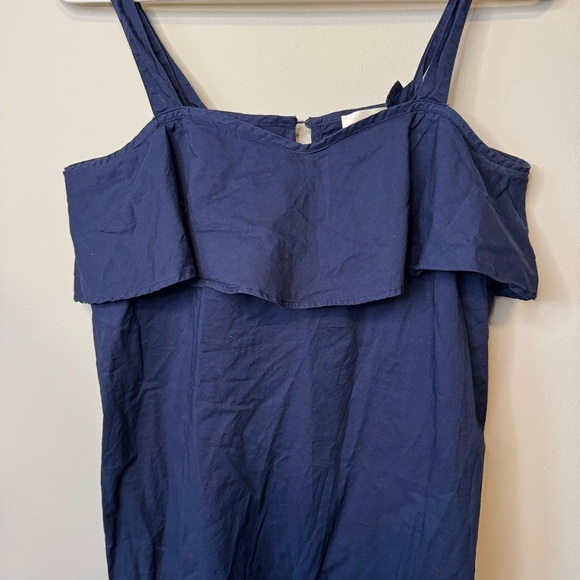 Salua Midi Navy Cotton Dress Size Medium Ruffle - Picture 2 of 6